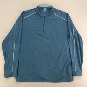 TASC Bamboo Quarter Zip Pullover Shirt Men's XL Blue Performance Stretch‎ Trail